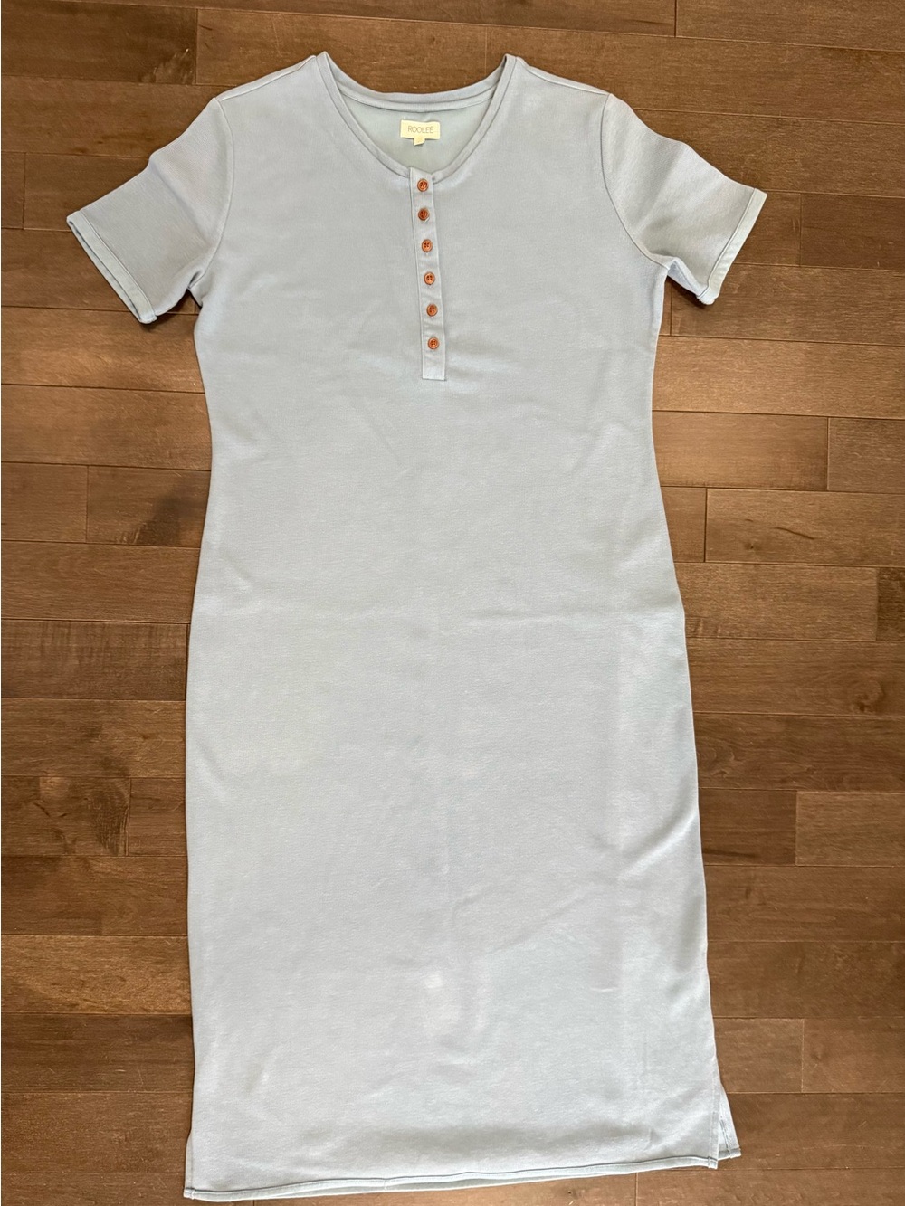 Roolee Pale Blue Henley Short-Sleeve Midi Dress